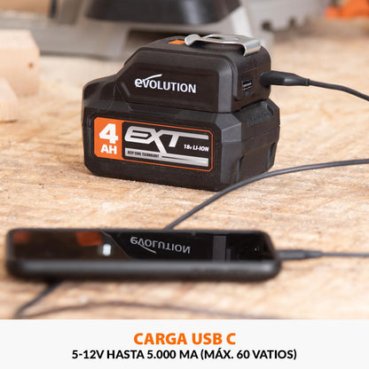 Evolution Cargador Inalámbrico USB A y C para Baterías EXT