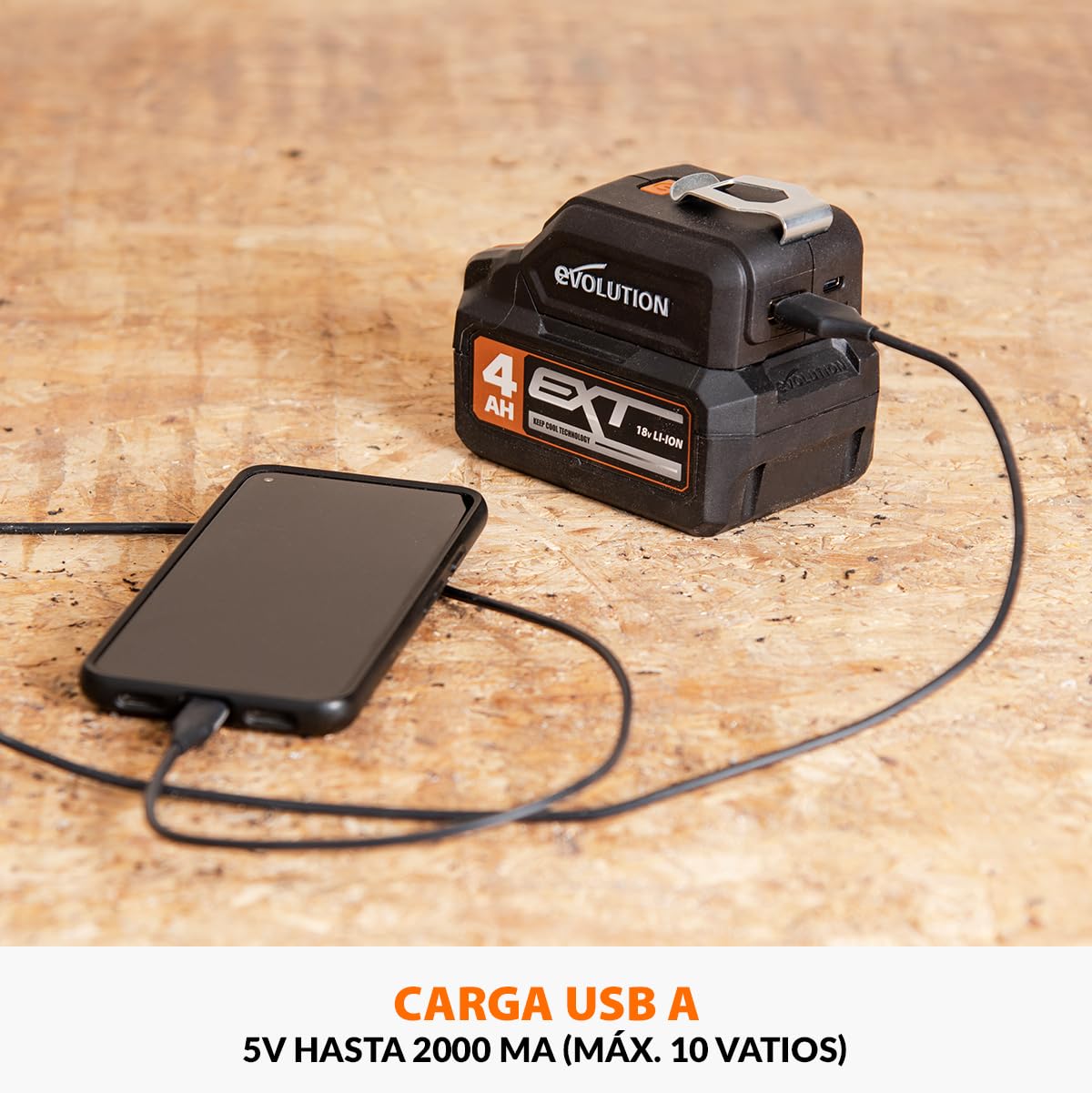 Evolution Cargador Inalámbrico USB A y C para Baterías EXT