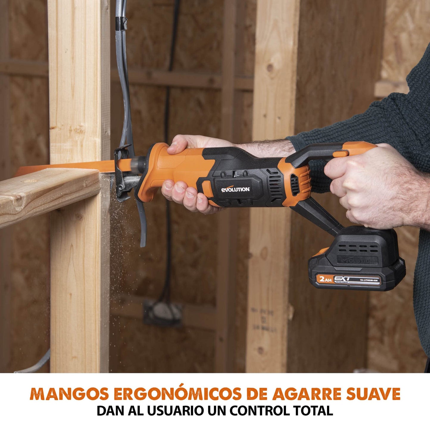 Evolution R150RCP-Li Sierra de sable de Evolution Power Tools, corte multimaterial - Incluye 2 hojas de sierra de sable