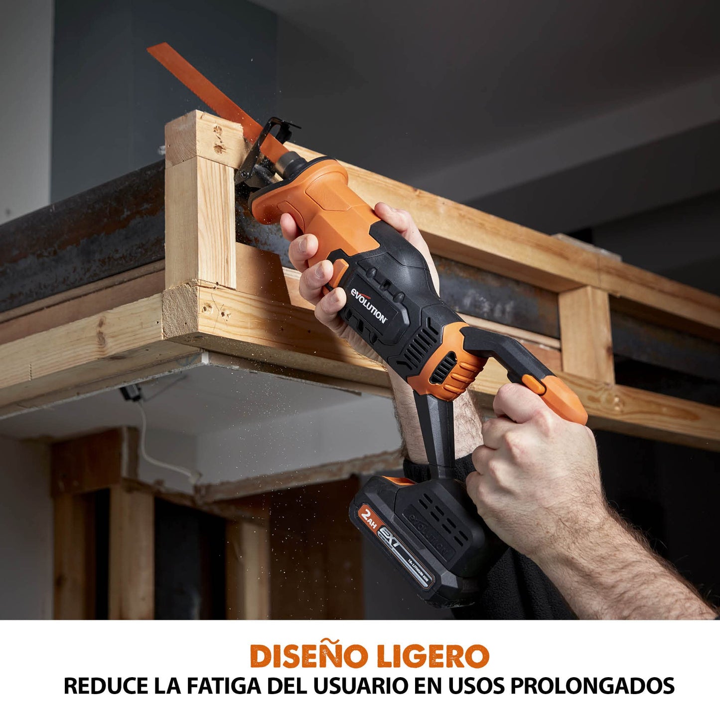 Evolution R150RCP-Li Sierra de sable de Evolution Power Tools, corte multimaterial - Incluye 2 hojas de sierra de sable