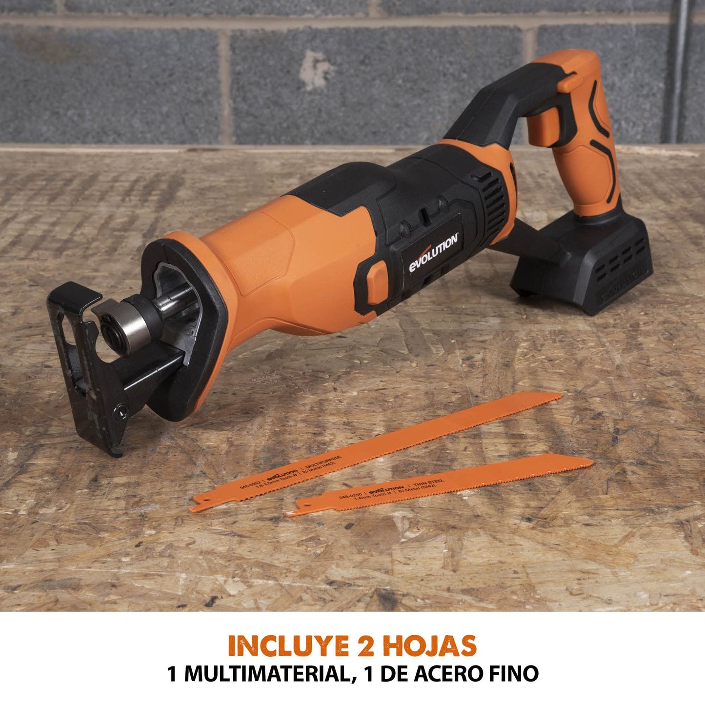 Evolution R150RCP-Li Sierra de sable de Evolution Power Tools, corte multimaterial - Incluye 2 hojas de sierra de sable