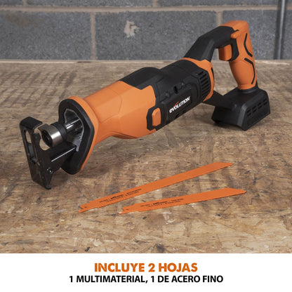 Evolution R150RCP-Li Sierra de sable de Evolution Power Tools, corte multimaterial - Incluye 2 hojas de sierra de sable